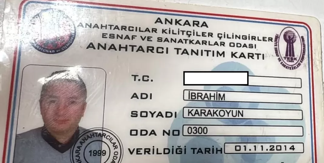 Ankara Anahtarcılar Kilitçiler ve Çilingirler Esnaf ve Sanatkârlar Odası anahtarcı tanıtım kartı — İbrahim Karakoyun, 2014